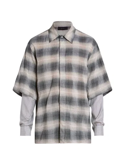 Amiri Men's Plaid Cotton-blend Long-sleeve Shirt In Black