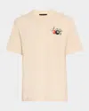 Amiri Pool Cue Beige Crewneck T-shirt With Logo Detail On The Front And Maxi Logo Print On The Rear In Cot In Alabaster