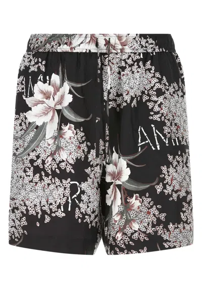 Amiri Men Printed Silk Bermuda Shorts In Black