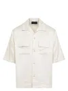 Amiri Embroidered Satin Shirt With Chest Pockets In White