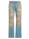 Amiri Men's Repaired Bootcut Jeans In Brown