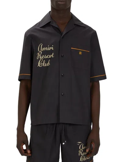 Amiri Men's Resort Club Embroidered Short-sleeve Shirt In Black