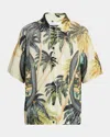 Amiri Convertible-collar Printed Satin-jacquard Shirt