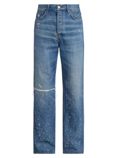 Amiri Men's Shotgun Distressed Straight-leg Jeans In Crafted Indigo