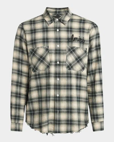 AMIRI MEN'S SHOTGUN FLANNEL BUTTON-DOWN SHIRT