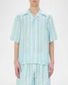 Amiri Men's Silk Ma Quad Bowling Shirt In Blue