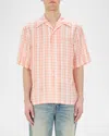 Amiri Men's Silk Ma Quad Bowling Shirt In Orange