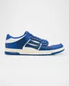 Amiri Low-top Leather Sneakers With Perforated Upper In Blue White