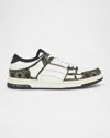 Amiri Quad Skel Panelled Leather Snekaers In Black