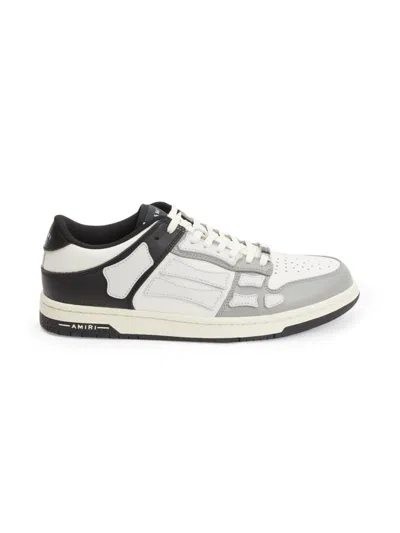 Amiri Men's Skel Two-tone Leather Low-top Trainers In Black White Grey