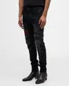 Amiri Men's Snake Applique Skinny Jeans In Aged Black