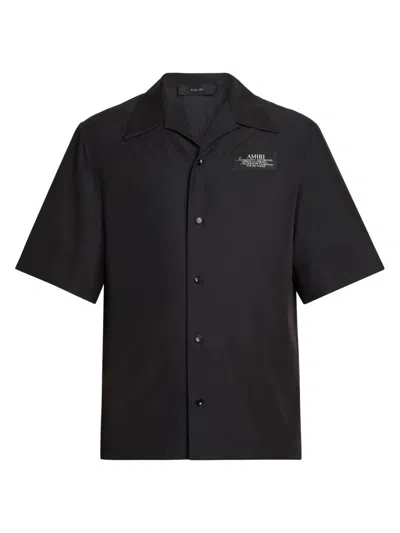 Amiri Spirit Logo Patch Bowling Shirt In Black