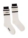 Amiri Logo Stack Stripe Cotton Blend Socks In Birch