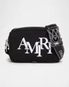 Amiri Staggered Logo Canvas Camera Bag In Black