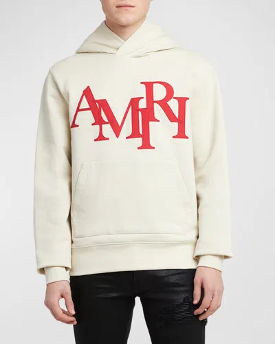 Amiri Men's Staggered Logo Hoodie In Birch