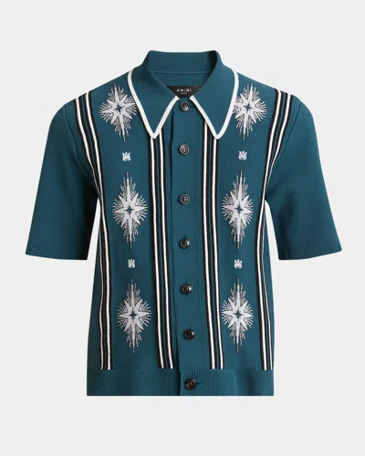 Amiri Men's Starburst Button-down Shirt In Vintage Blue