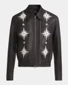 Amiri Black Leather Jacket Men In Black