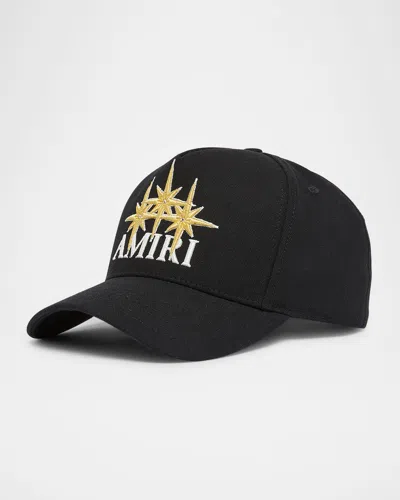 Amiri Men's Starburst Logo Canvas Baseball Cap In Black