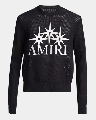 Amiri Men's Starburst Mesh Sweater In Black