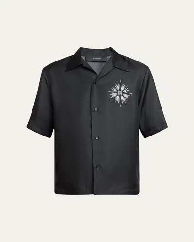 AMIRI MEN'S STARBURST SATIN CAMP SHIRT