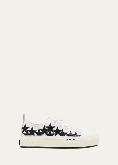 Amiri Men's Stars Court Canvas Low-top Sneakers In White/black
