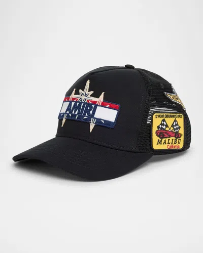 Amiri Men's Station Patch Trucker Hat In Black