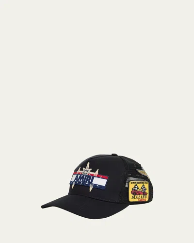 Amiri Men's Station Patch Trucker Hat In Black