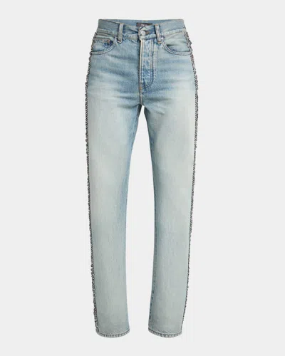 Amiri Men's Straight-fit Crystal Bandana Jeans In Purple
