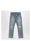Amiri Light Blue Jeans With Rips And Bandana Detail In Denim Man