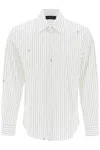 AMIRI MEN'S STRIPED SHIRT WITH STAGGERED LOGO