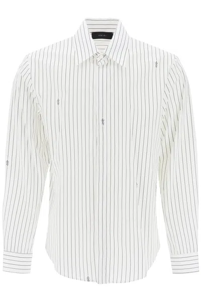AMIRI MEN'S STRIPED SHIRT WITH STAGGERED LOGO