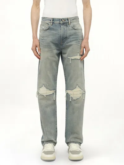 Amiri Men's Suede Straight Mx1 Jeans In Blue