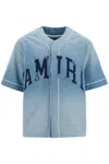 Amiri Blue Sunfaded Baseball Denim Shirt In Blue