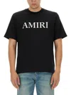 Amiri Men Black Crewneck T-shirt With Logo Lettering Print On The Front In Cotton Man In Black
