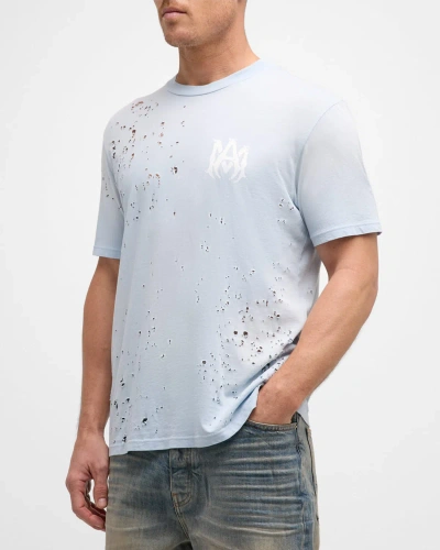Amiri Men's Washed Distressed T-shirt In Gray Dawn