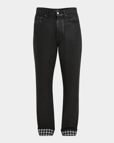 Amiri Men's Waxed Ma Quad Straight-leg Jeans In Black Wax