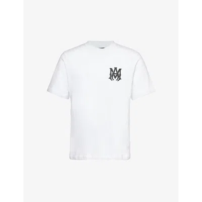 Amiri Mens White Brand-embellished Crewneck Cotton-jersey T-shirt