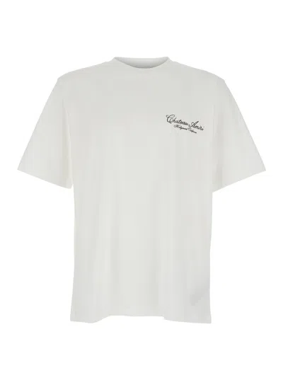 Amiri Men White Crewneck T-shirt With Logo Detail On The Front And Maxi Logo On The Rear In Cotton M