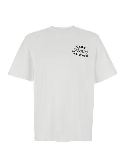 AMIRI AMIRI MEN WHITE CREWNECK T-SHIRT WITH LOGO LETTERING ON THE FRONT AND MAXI LOGO PRINT ON THE REAR IN