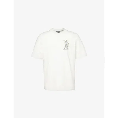 Amiri Mens Garden Brand-print Cotton-jersey T-shirt Ivory In White