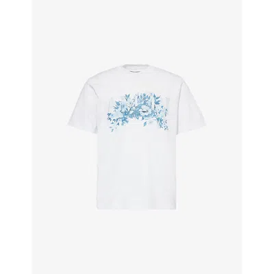 Amiri Mens Logo-print Short-sleeve Cotton T-shirt White