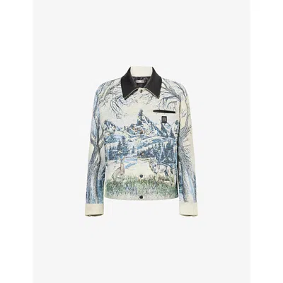 Amiri Mens  Mountain Graphic-print Cotton Blend Blouson Jacket In Blue