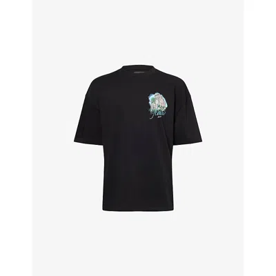 Amiri Mens Oversized Hotel Cotton-jersey T-shirt Black