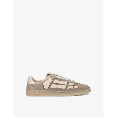 Amiri Mens Pacific Bones Branded Suede Low-top Trainers Brow In Brown