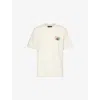 Amiri Pool Cue Beige Crewneck T-shirt With Logo Detail On The Front And Maxi Logo Print On The Rear In Cot In Alabaster