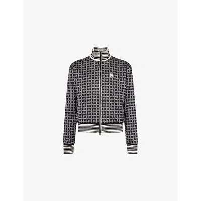 Amiri Mens Black Quad Embroidered-logo Woven Track Jacket Xl In Gray