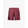 Amiri Mens Quad Graphic-print Silk Bowling Shorts Wine In Burgundy