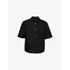 Amiri Mens Quad Monogram-jacquard Short-sleeve Cotton And Wool-blend Shirt Black In Black
