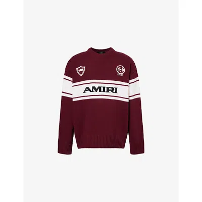 Amiri Mens Red Sport Brand-embroidery Wool Jumper In Burgundy