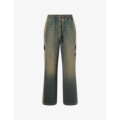 Amiri Mens Blue Sport Straight-leg Denim Trousers Xl